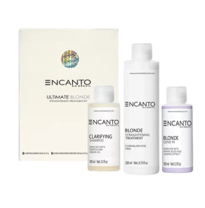 Encanto Do Brasil Blonde – Zestaw do Keratynowego Prostowania Włosów Blond 2x100ml + 200ml